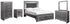 Lodanna Full Panel Bed with 2 Storage Drawers with Mirrored Dresser, Chest and Nightstand in Gray - PKG003616