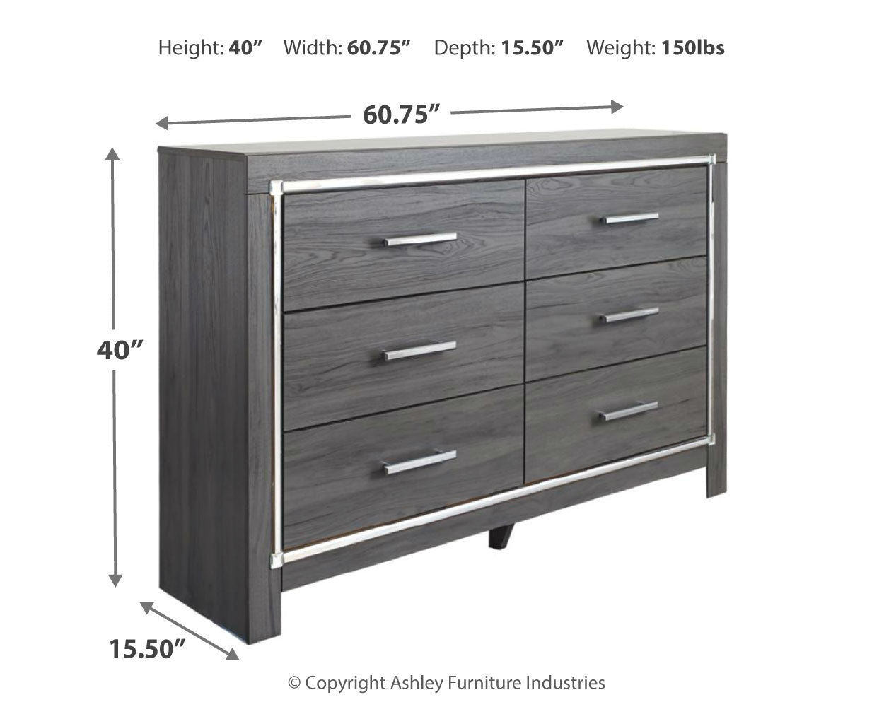 Lodanna Full Panel Bed with Mirrored Dresser and 2 Nightstands in Gray - PKG003608