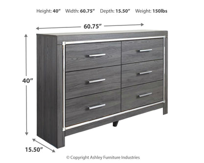 Lodanna Full Panel Bed with Mirrored Dresser, Chest and 2 Nightstands in Gray - PKG003611