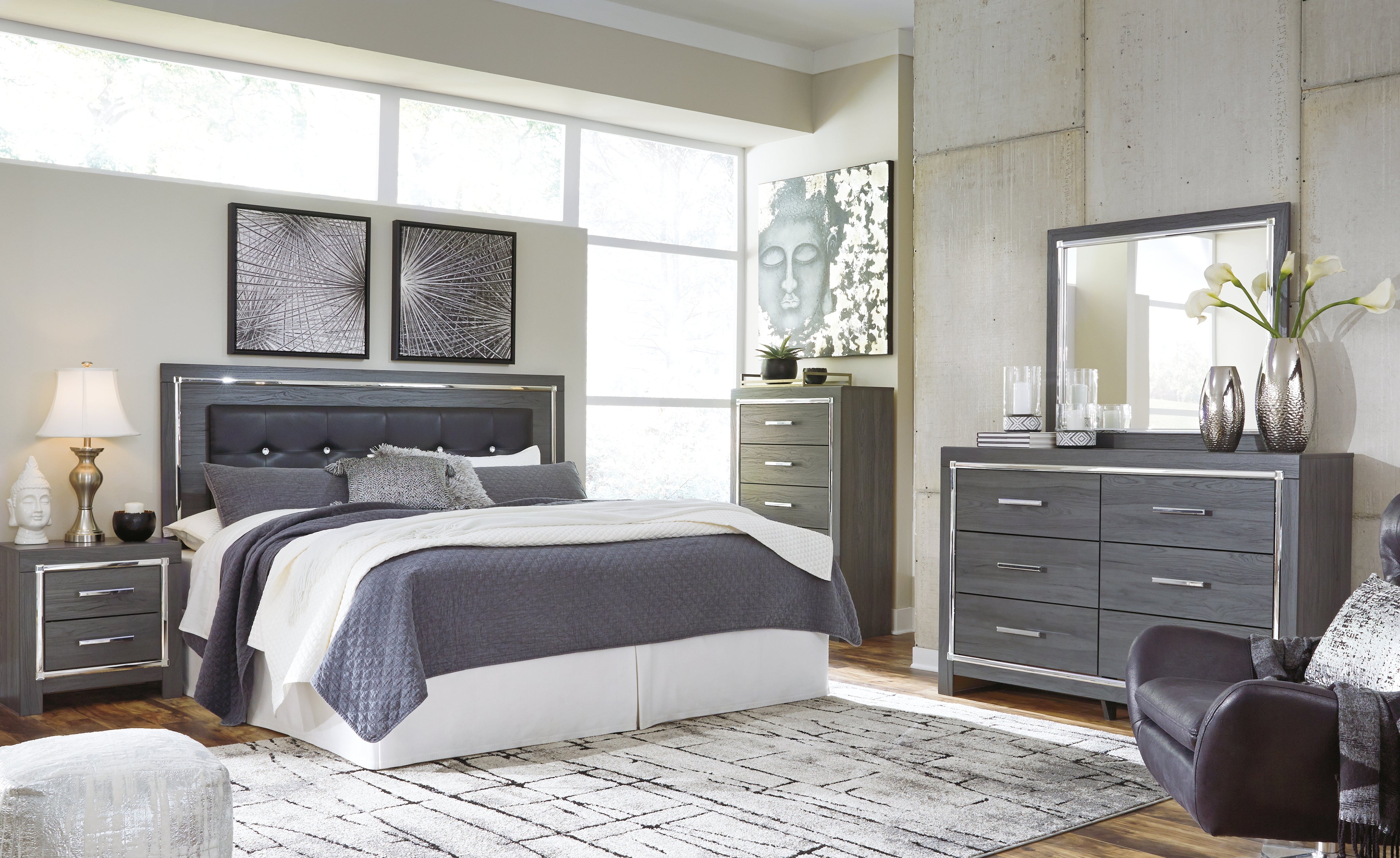 Lodanna Gray King/Cal King Panel Headboard, Dresser and Nightstand - B214B34