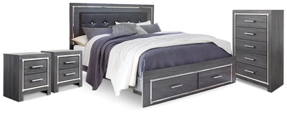 Lodanna Gray King Storage Bed, Chest and 2 Nightstands - B214B47