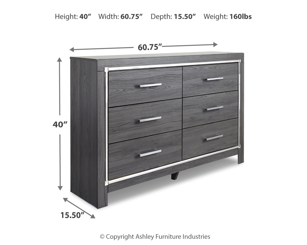 Lodanna Gray King Upholstered Panel Bed, Dresser, Chest and 2 Nightstands - B214B43