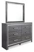 Lodanna Gray King Upholstered Panel Headboard, Dresser, Mirror, and Nightstand - B214B21
