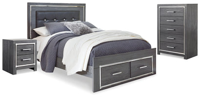 Lodanna Gray Queen Storage Bed, Chest and Nightstand - B214B41