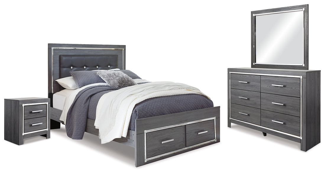 Lodanna Gray Queen Storage Bed, Dresser, Mirror and 2 Nightstands - B214B40