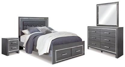 Lodanna Gray Queen Storage Bed, Dresser, Mirror and 2 Nightstands - B214B40