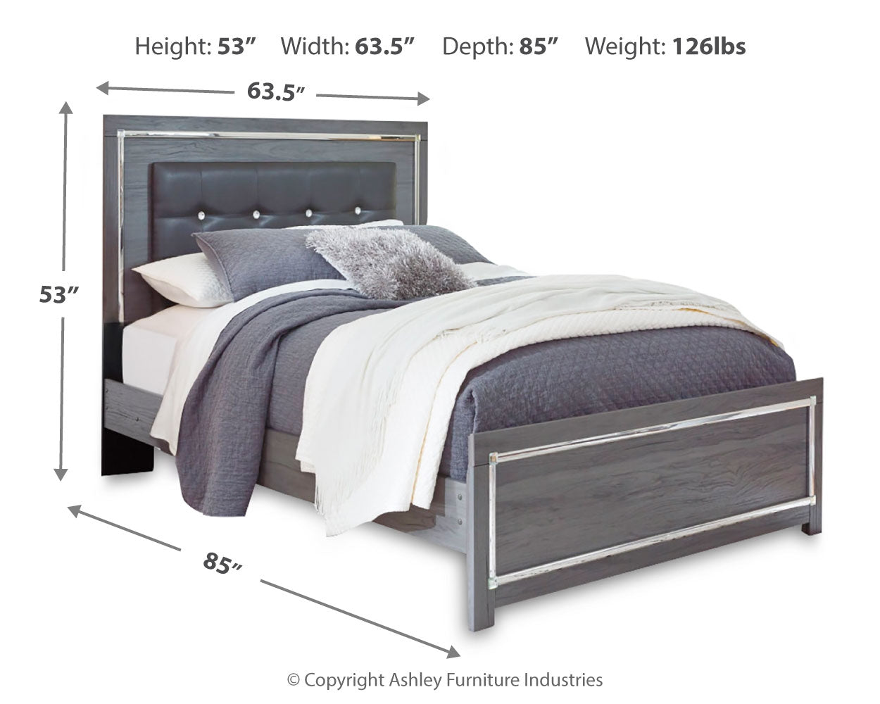 Lodanna Gray Queen Upholstered Panel Bed, Dresser, Mirror and 2 Nightstands - B214B36