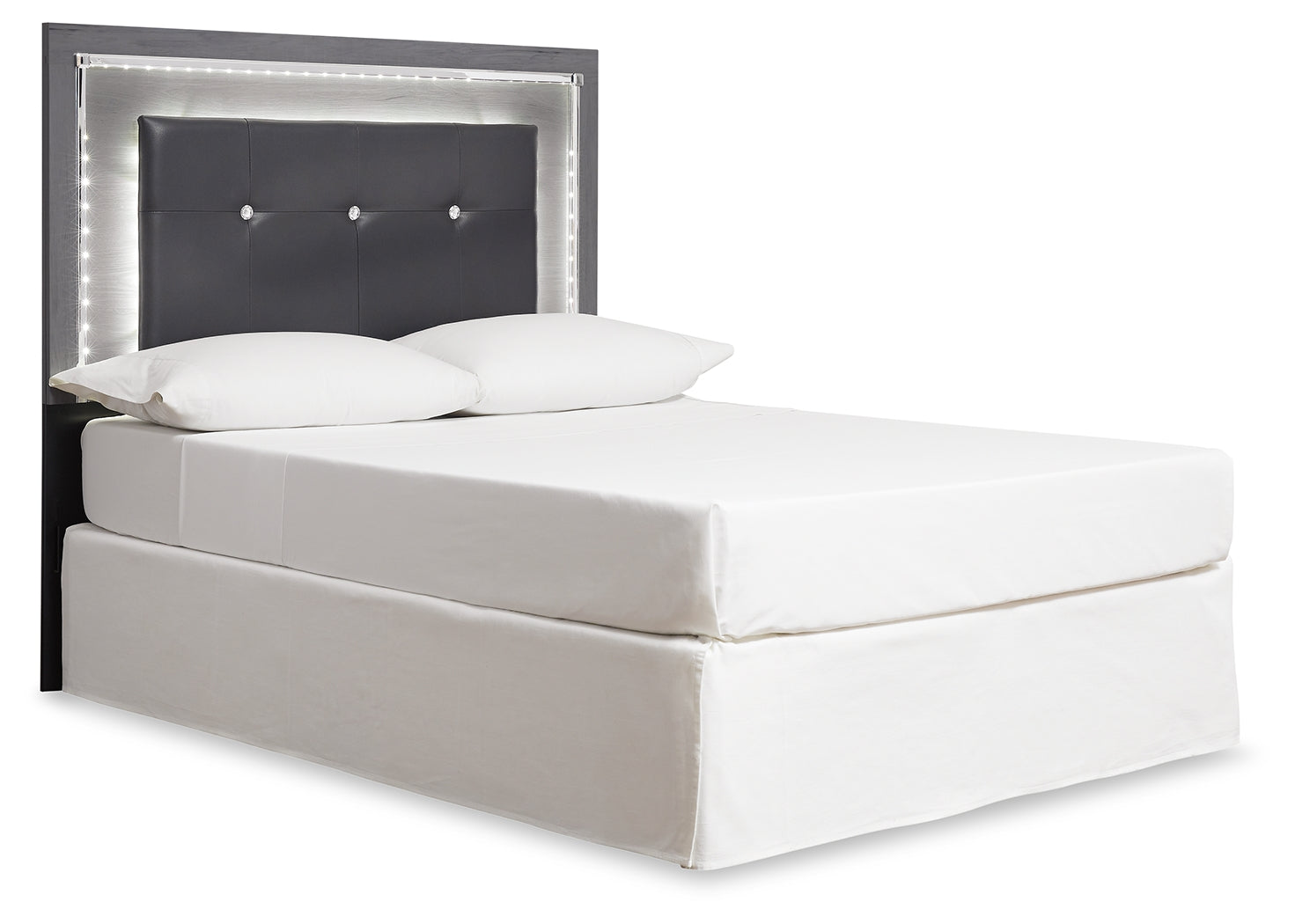 Lodanna King/California King Upholstered Panel Headboard Bed with Mirrored Dresser, Chest and 2 Nightstands in Gray from Ashley - Luna Furniture
