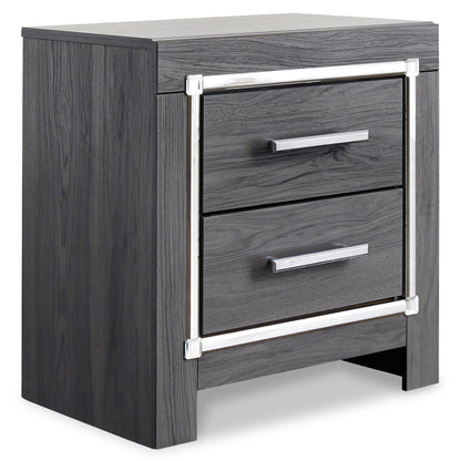 Lodanna King Panel Bed with Mirrored Dresser, Chest and 2 Nightstands in Gray from Ashley - Luna Furniture