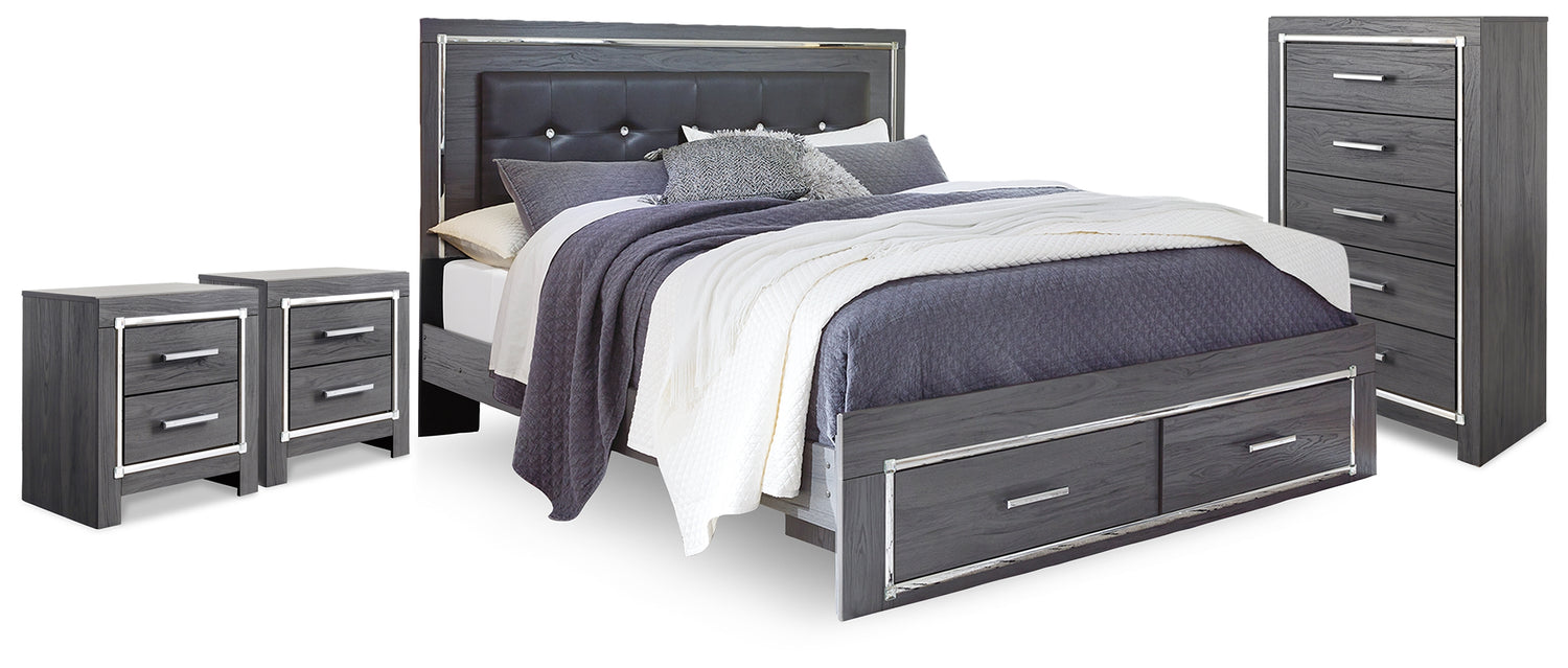 Lodanna King Panel Storage Bed, Chest and 2 Nightstands - B214B60