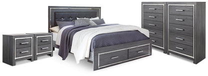 Lodanna King Storage Bed, 2 Chests and 2 Nightstands - B214B58