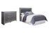 Lodanna Queen/Full Upholstered Panel Headboard Bed with Dresser in Gray - PKG003485
