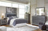 Lodanna Queen/Full Upholstered Panel Headboard Bed with Mirrored Dresser, Chest and 2 Nightstands in Gray from Ashley - Luna Furniture