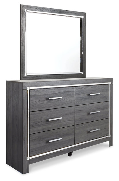Lodanna Queen Panel Bed with Mirrored Dresser and Nightstand in Gray - PKG014081
