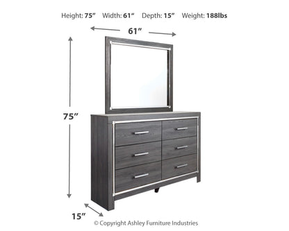 Lodanna Queen Panel Bed with Mirrored Dresser and Nightstand in Gray - PKG014081