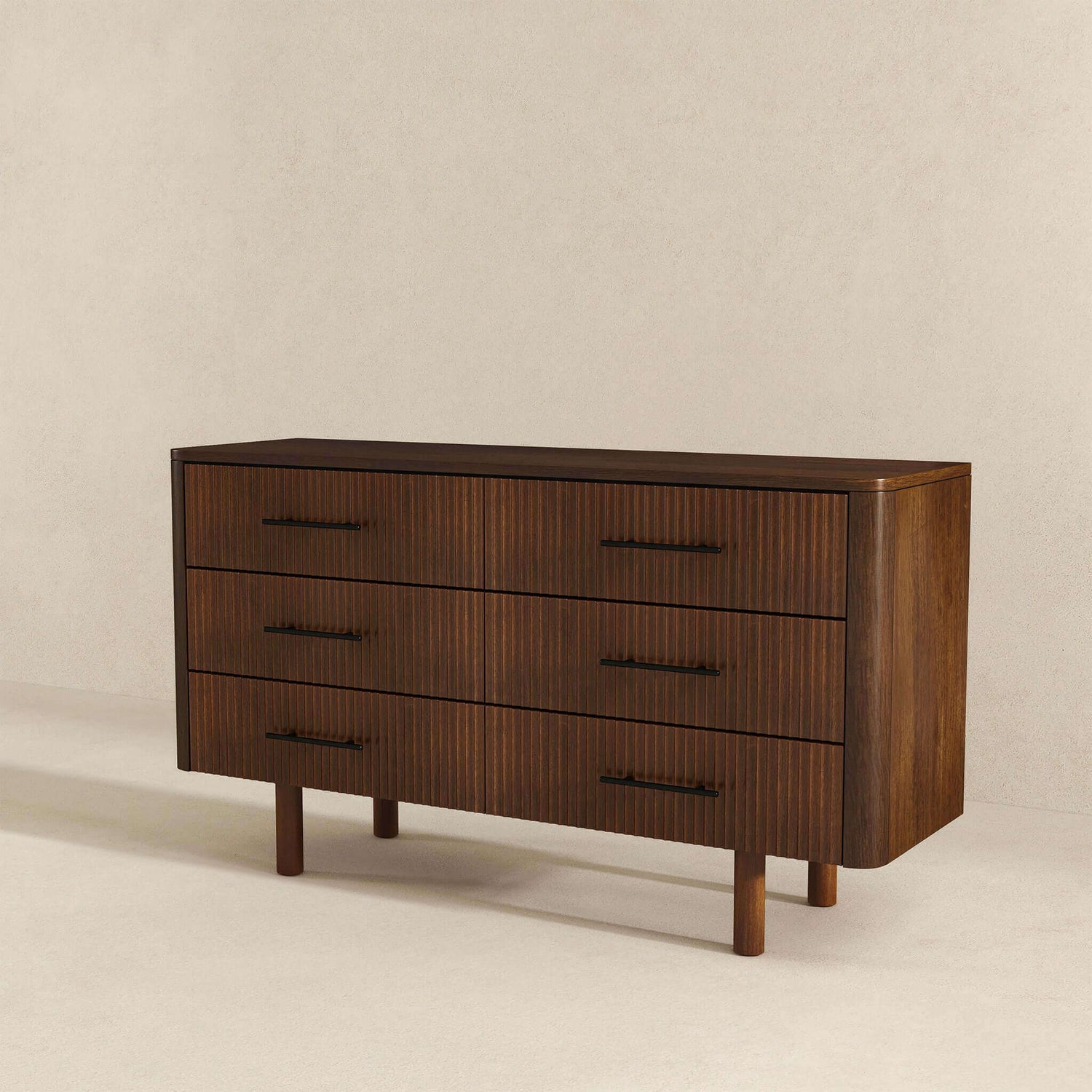 Logan Mid Century Modern Walnut Dresser With 6 Drawers - DRS00700401