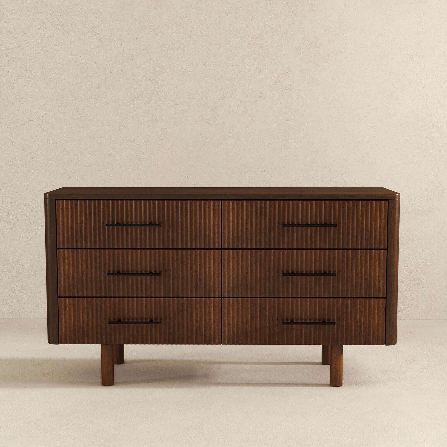 Logan Mid Century Modern Walnut Dresser With 6 Drawers - DRS00700401