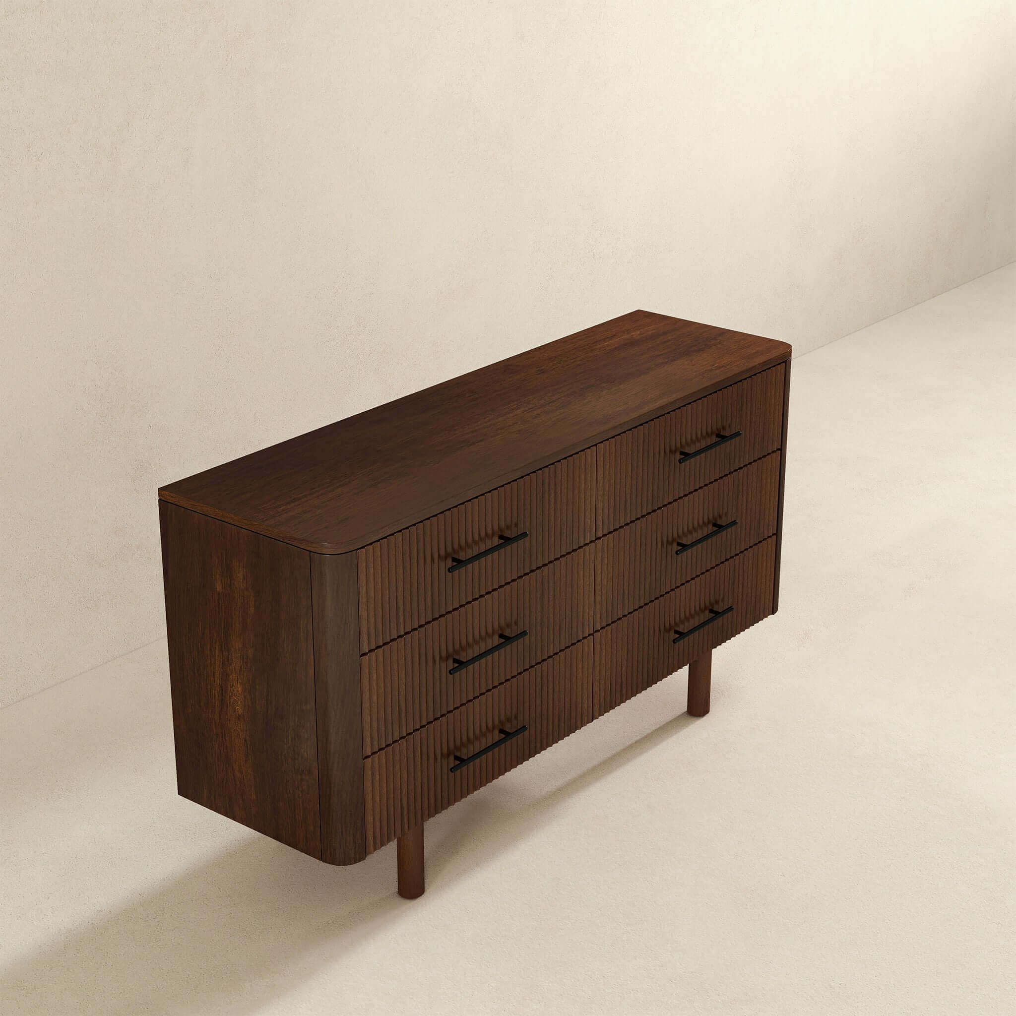 Logan Mid Century Modern Walnut Dresser With 6 Drawers - DRS00700401