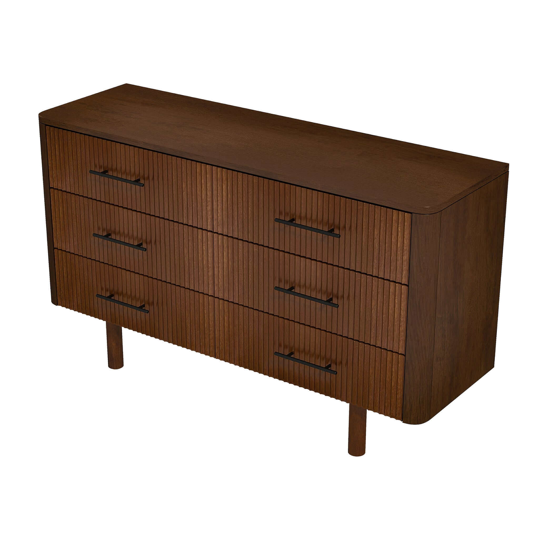 Logan Mid Century Modern Walnut Dresser With 6 Drawers - DRS00700401