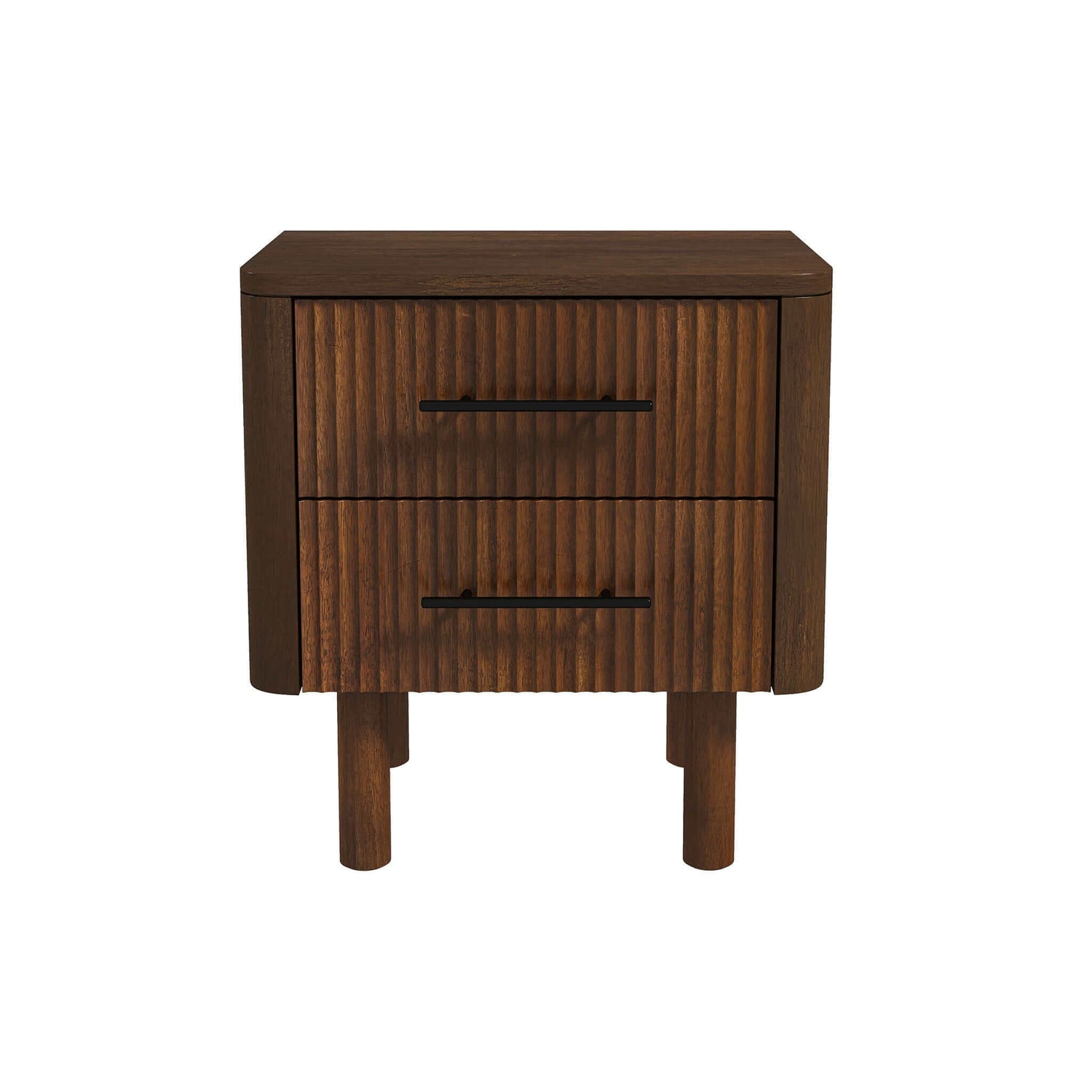 Logan Mid Century Modern Walnut Nightstand Bed Side Tables With 2 Drawers - NST00700501