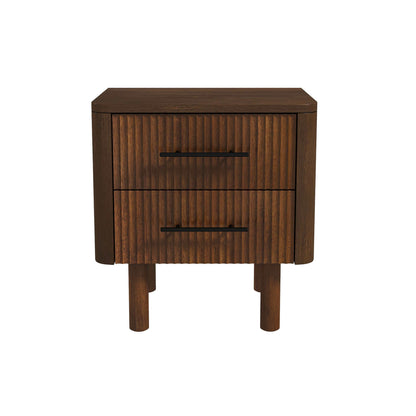 Logan Mid Century Modern Walnut Nightstand Bed Side Tables With 2 Drawers - NST00700501