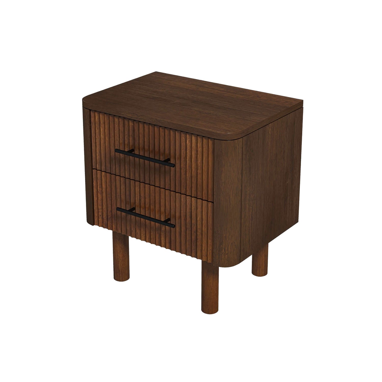 Logan Mid Century Modern Walnut Nightstand Bed Side Tables With 2 Drawers - NST00700501