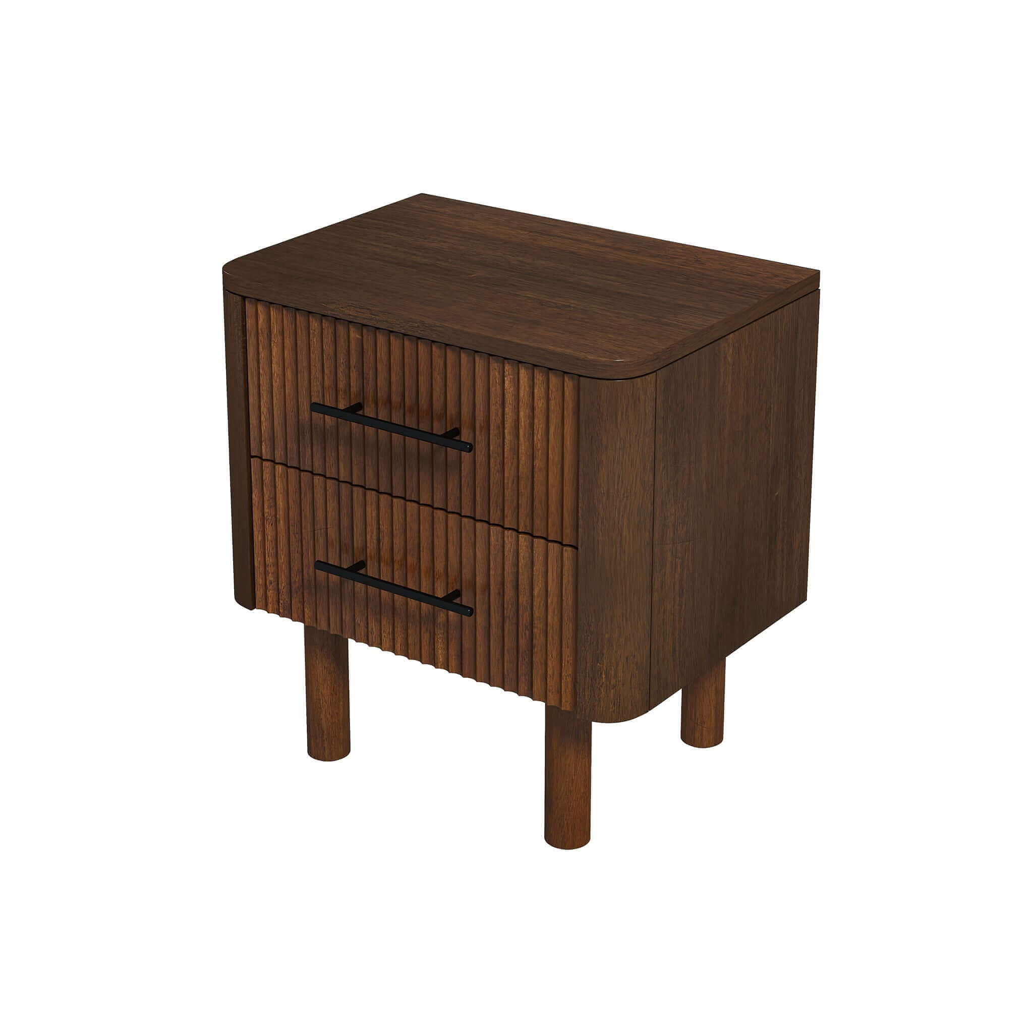 Logan Mid Century Modern Walnut Nightstand Bed Side Tables With 2 Drawers - NST00700501