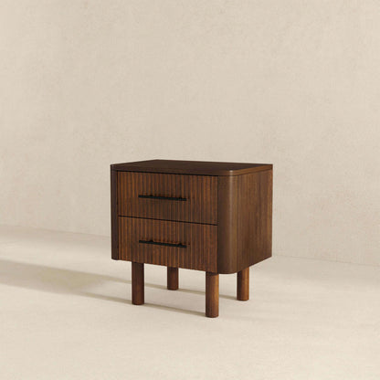 Logan Mid Century Modern Walnut Nightstand Bed Side Tables With 2 Drawers - NST00700501