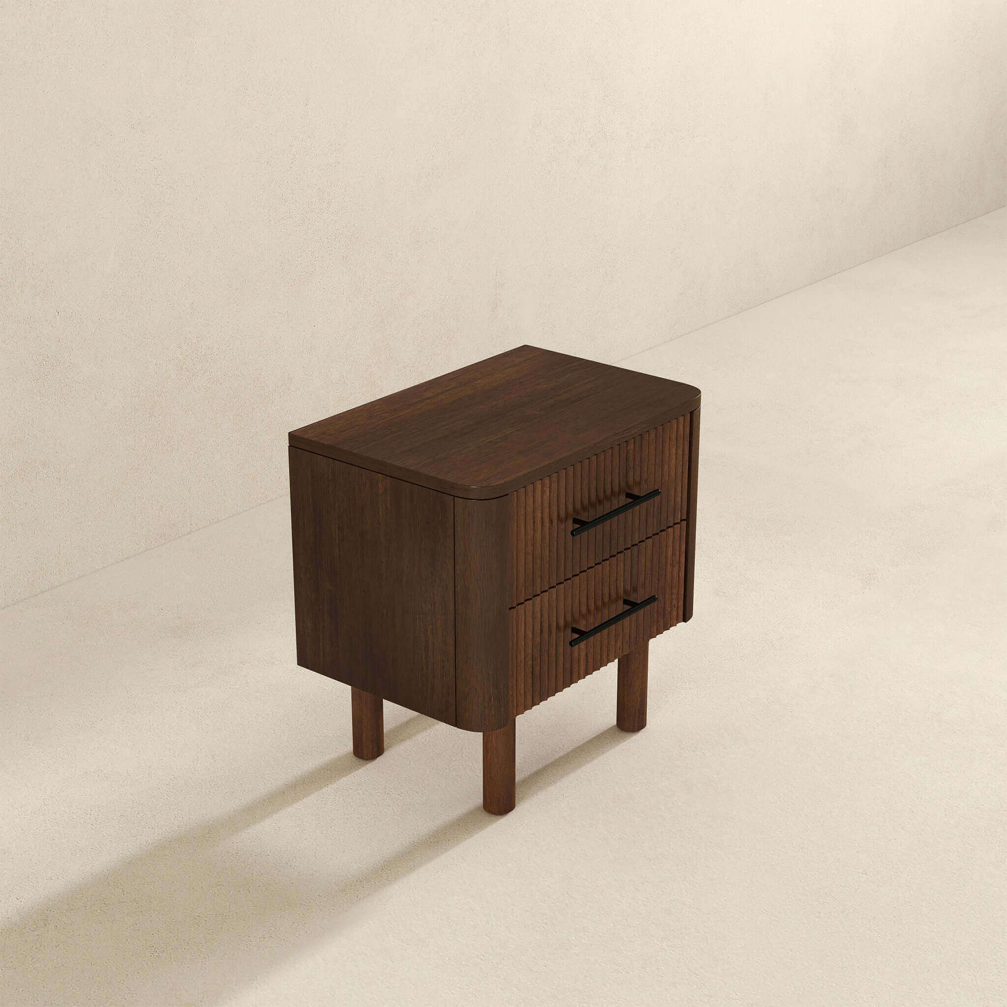 Logan Mid Century Modern Walnut Nightstand Bed Side Tables With 2 Drawers - NST00700501