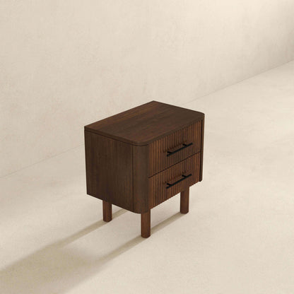 Logan Mid Century Modern Walnut Nightstand Bed Side Tables With 2 Drawers - NST00700501
