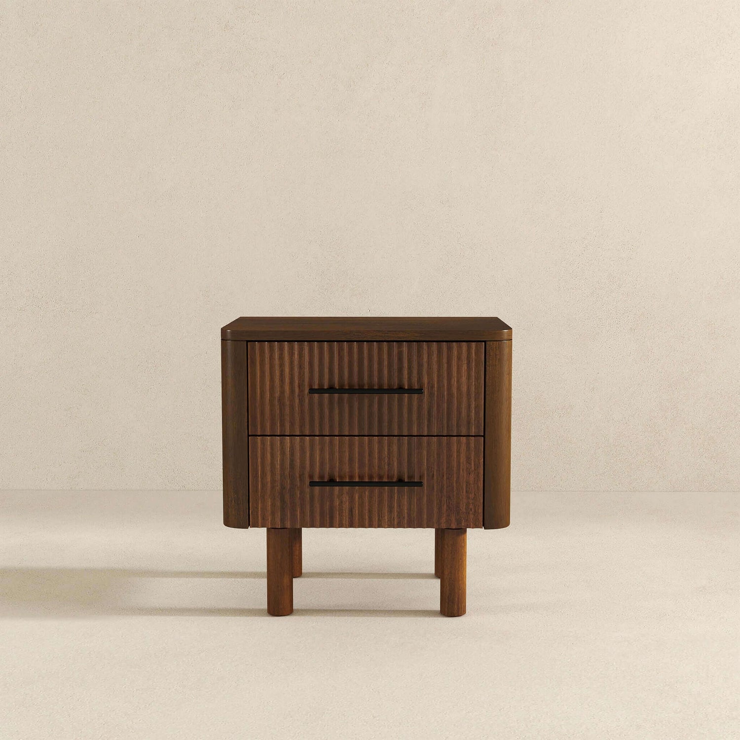 Logan Mid Century Modern Walnut Nightstand Bed Side Tables With 2 Drawers - NST00700501