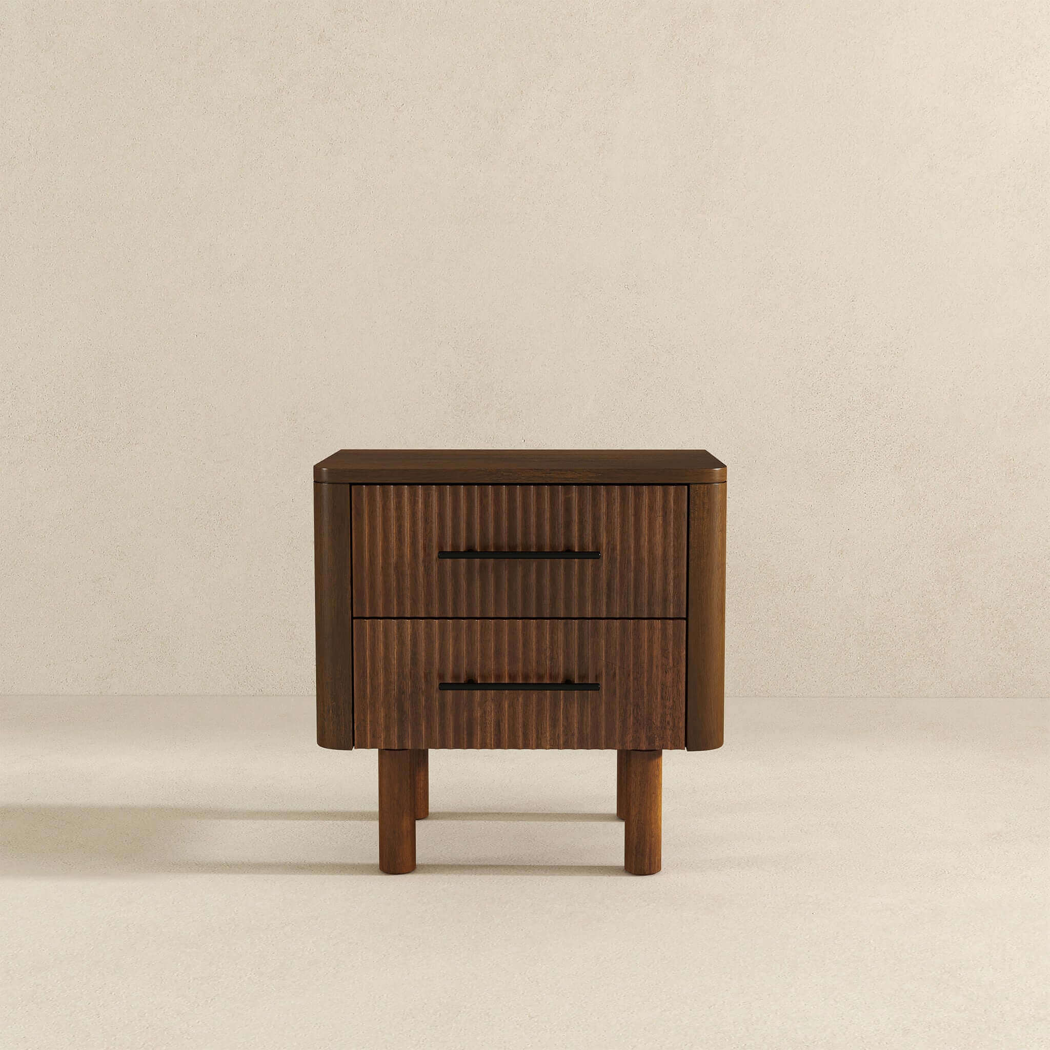 Logan Mid Century Modern Walnut Nightstand Bed Side Tables With 2 Drawers - NST00700501