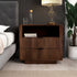 Lola Mid Century Modern Walnut Nightstand 2-Drawer Bed Side Table - NST00700801