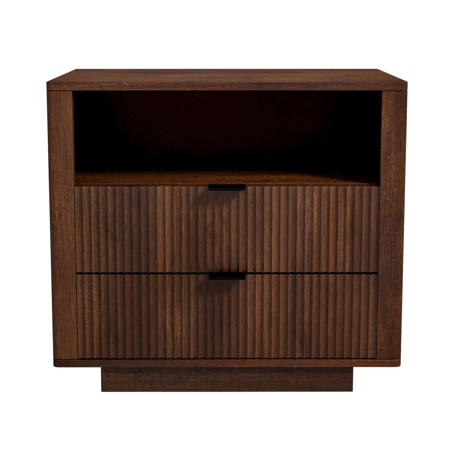 Lola Mid Century Modern Walnut Nightstand 2-Drawer Bed Side Table - NST00700801