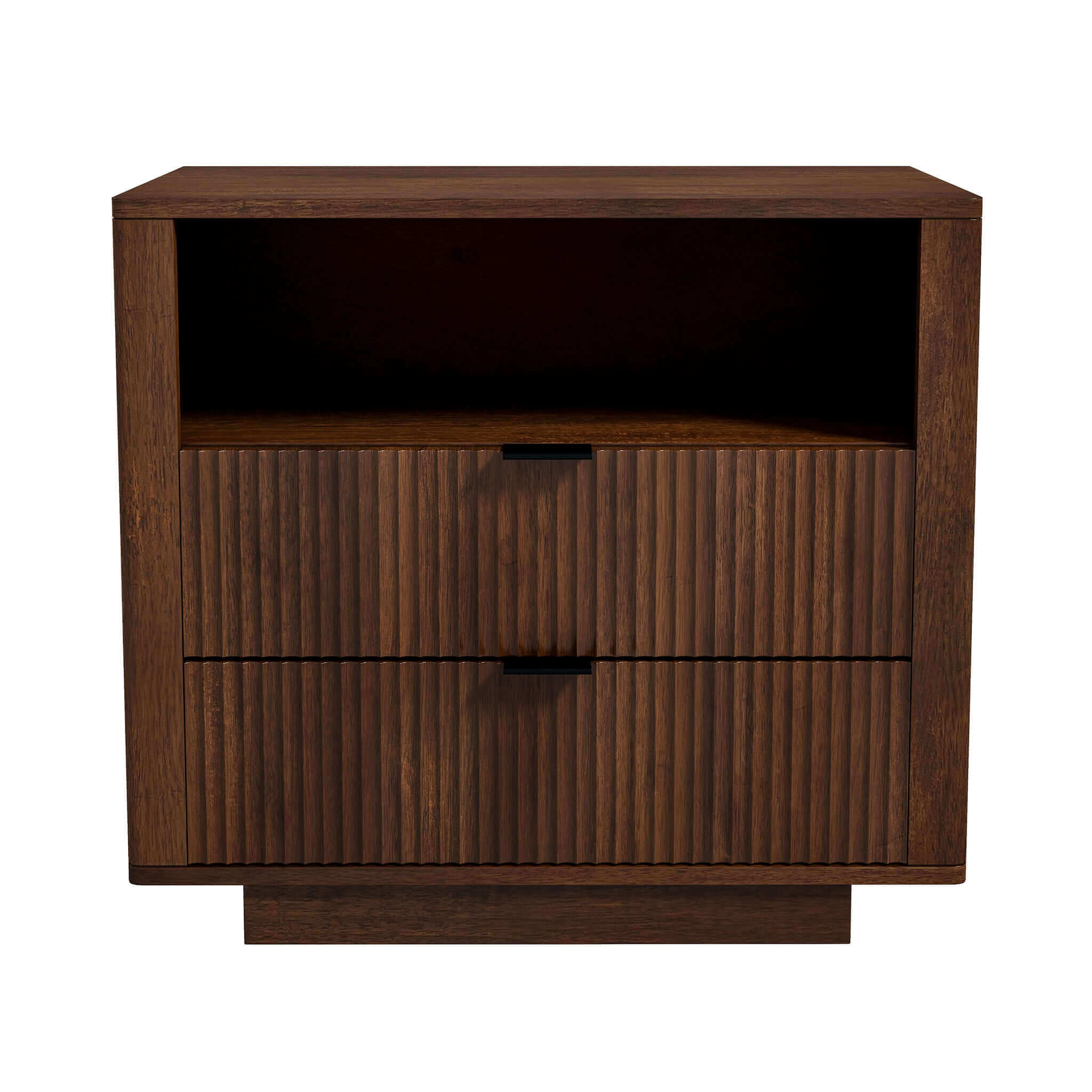 Lola Mid Century Modern Walnut Nightstand 2-Drawer Bed Side Table - NST00700801
