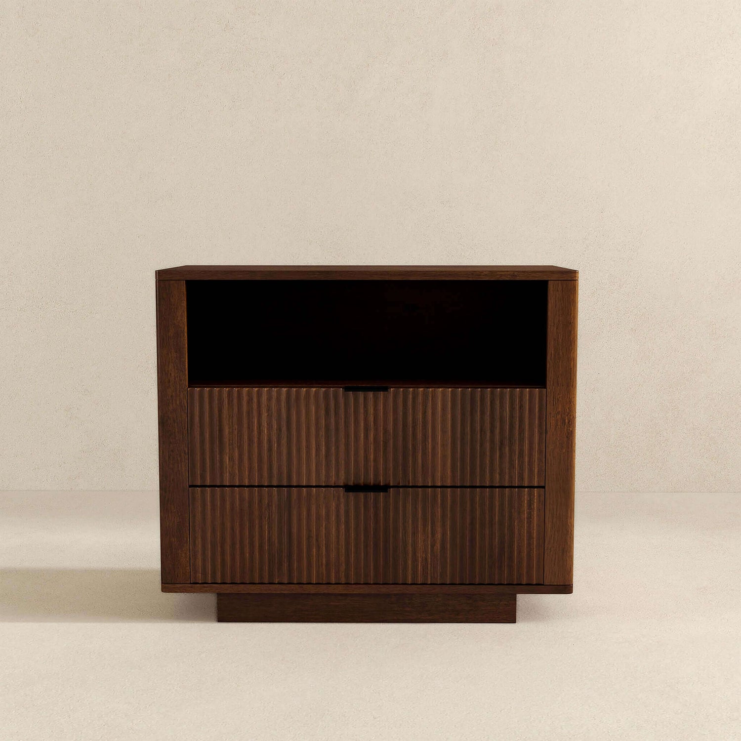 Lola Mid Century Modern Walnut Nightstand 2-Drawer Bed Side Table - NST00700801