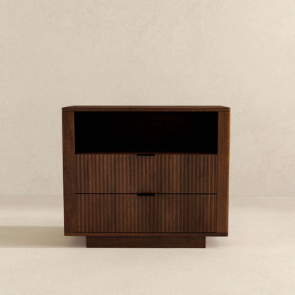 Lola Mid Century Modern Walnut Nightstand 2-Drawer Bed Side Table - NST00700801