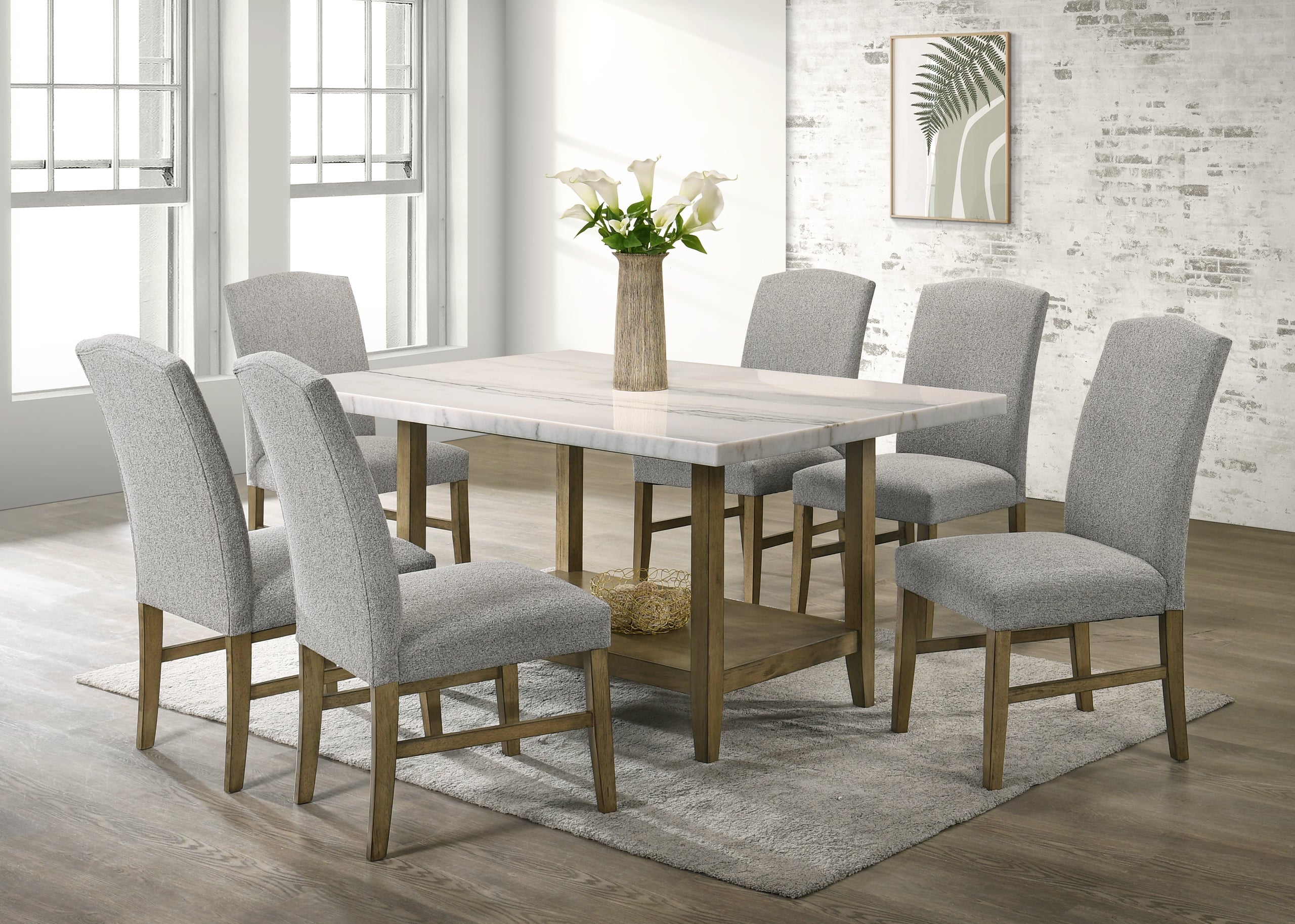 Lola10 - (GENUINE MARBLE) Table &amp; 6-Chairs - LOLA10