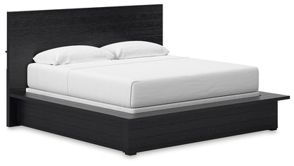 Londer Black King Panel Bed - B768B4