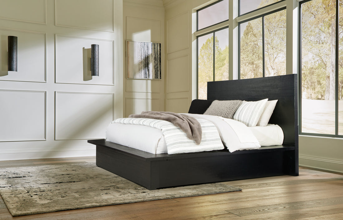 Londer Black Queen Panel Bed - B768B2