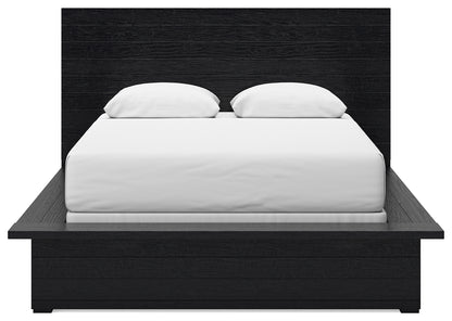 Londer Black Queen Panel Bed - B768B2