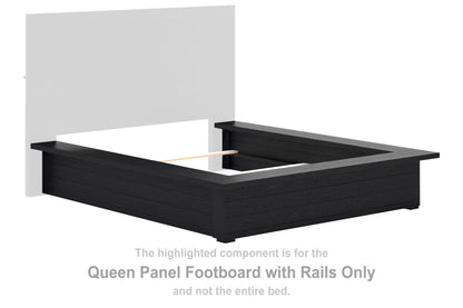 LONDER Black Queen Panel Footboard with Rails - B768-54