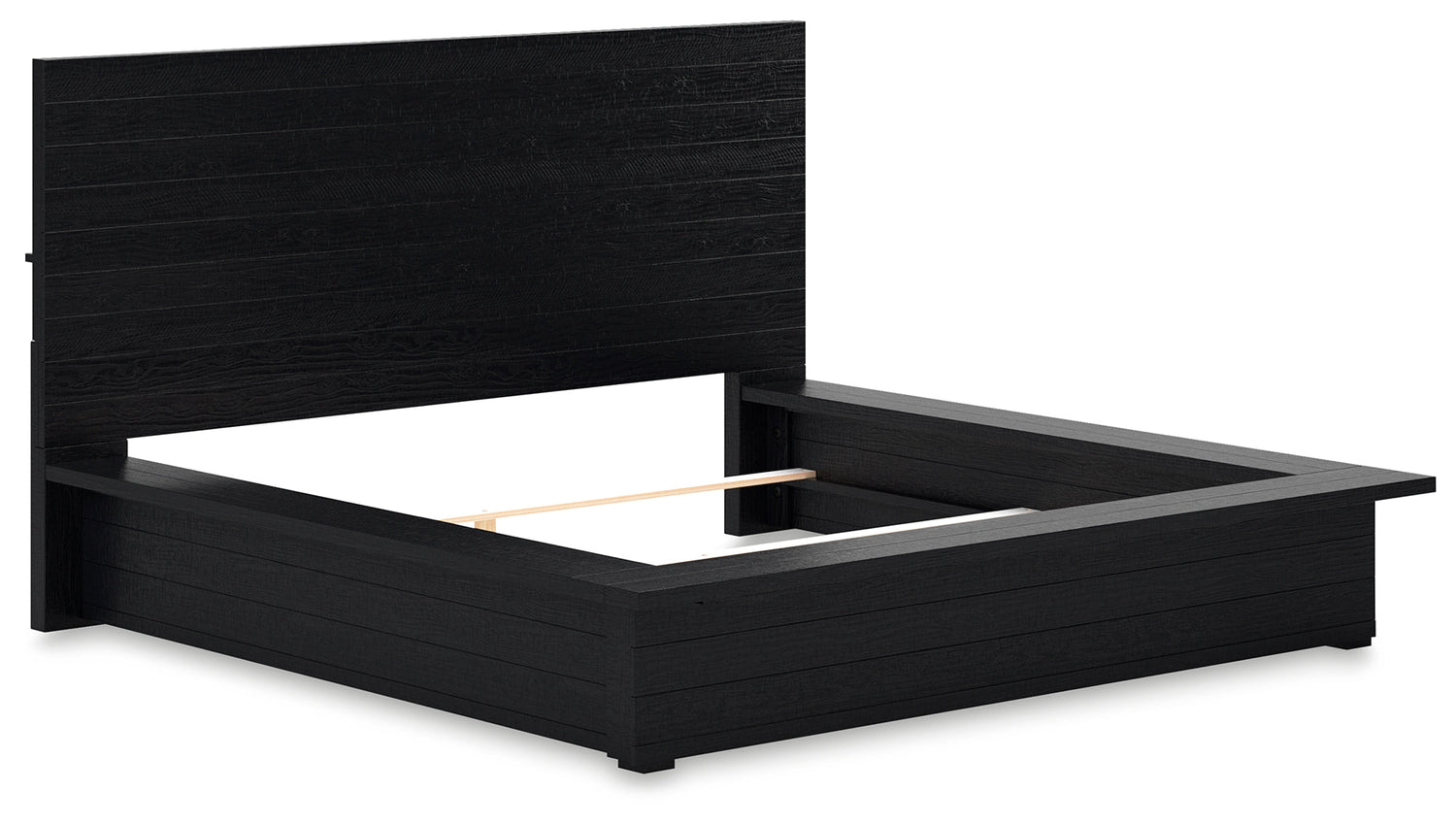 Londer King Panel Bed with Mirrored Dresser in Black from Ashley - Luna Furniture