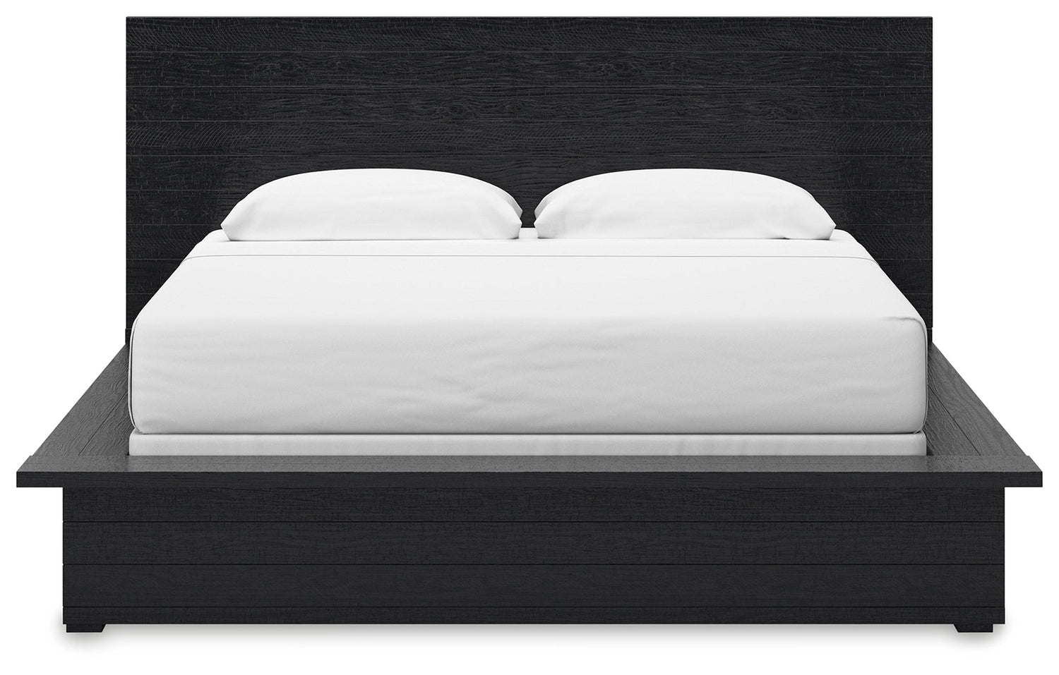 Londer King Panel Bed with Mirrored Dresser in Black from Ashley - Luna Furniture