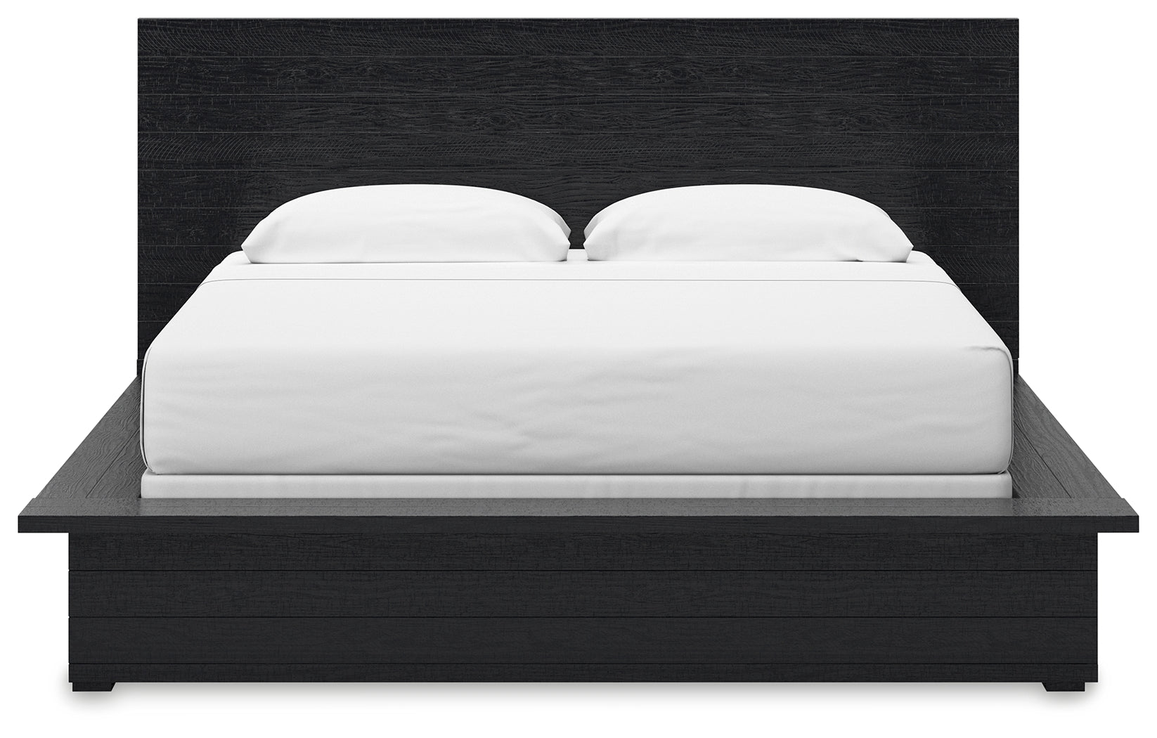 Londer King Panel Bed with Mirrored Dresser in Black from Ashley - Luna Furniture