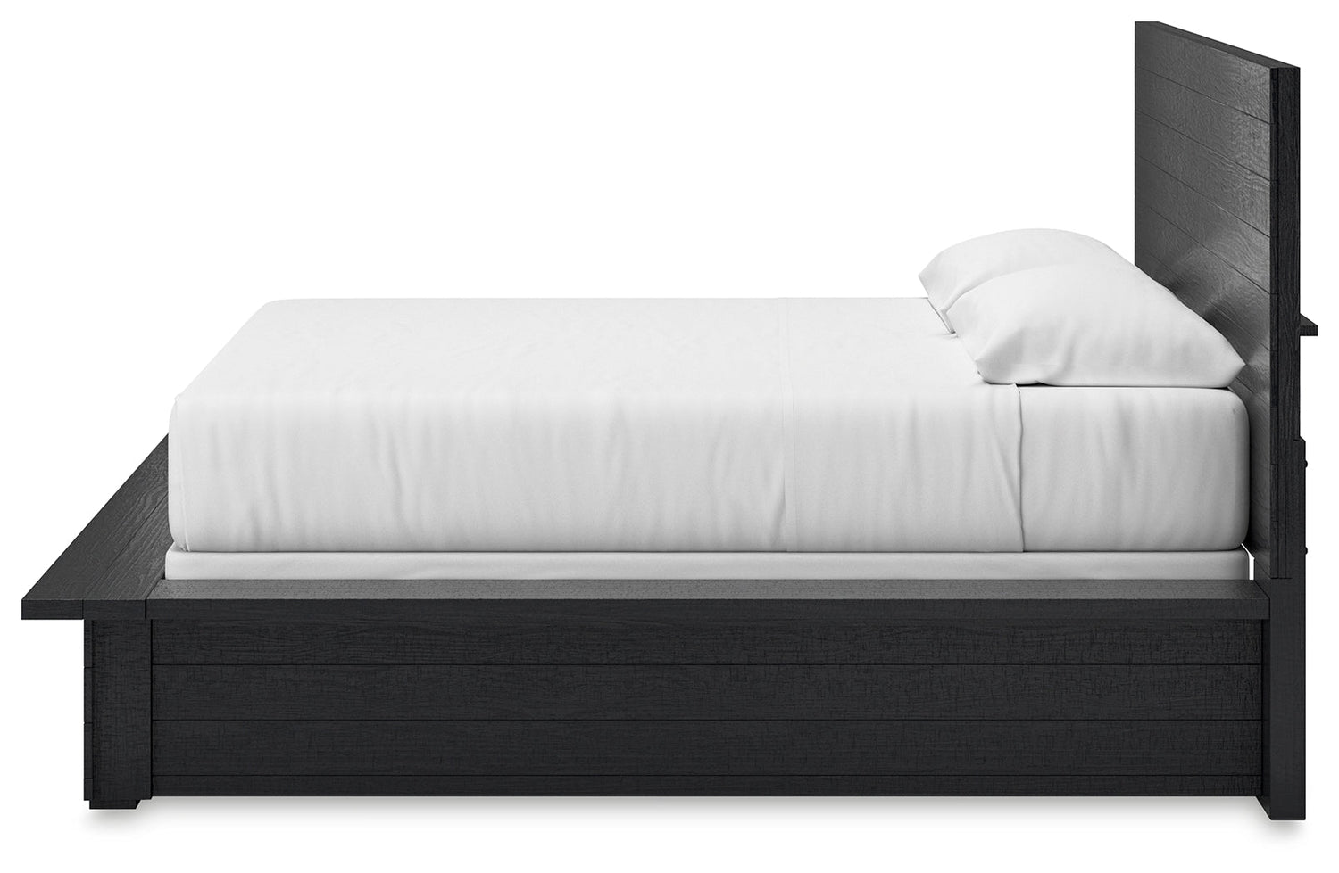 Londer King Panel Bed with Mirrored Dresser in Black from Ashley - Luna Furniture