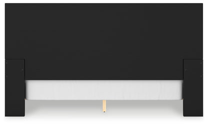 Londer King Panel Bed with Mirrored Dresser in Black from Ashley - Luna Furniture
