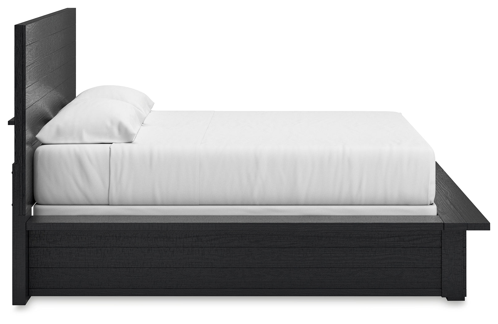Londer King Panel Bed with Mirrored Dresser in Black from Ashley - Luna Furniture