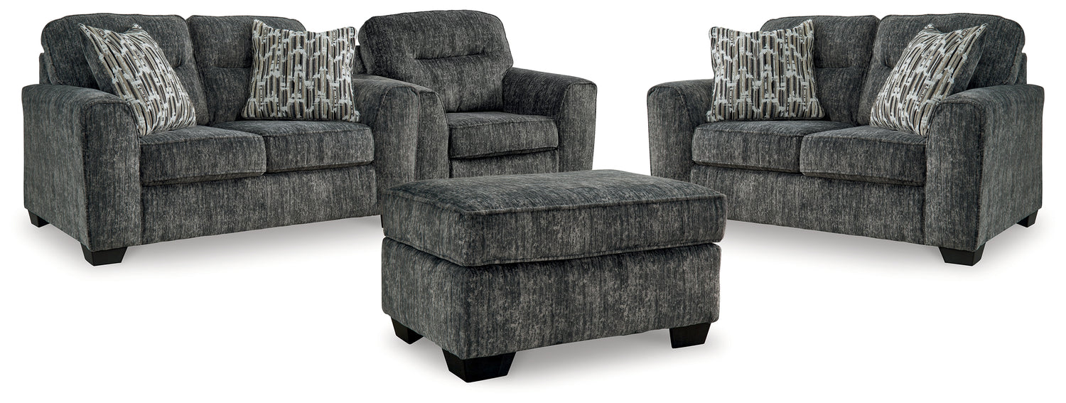 Lonoke Gunmetal 2 Loveseats, Oversized Chair and Ottoman - 50504U7