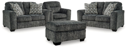 Lonoke Gunmetal 2 Loveseats, Oversized Chair and Ottoman - 50504U7